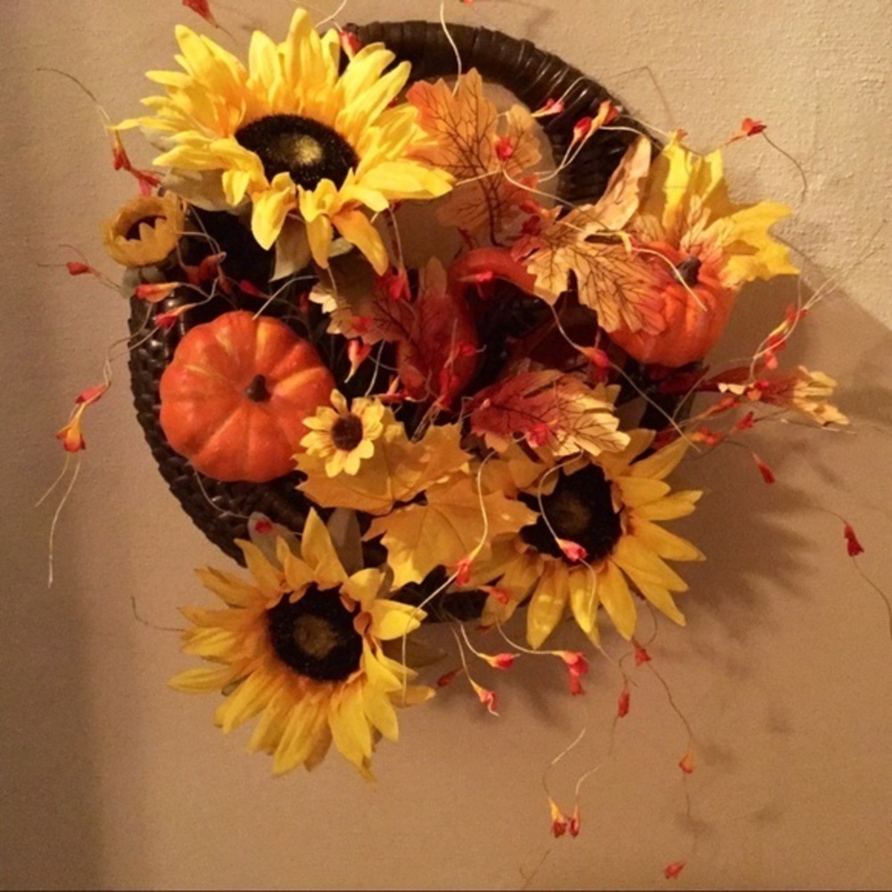 New Designer Fall Wall Sunflower Home Decor Basket  Wreath Autumn Bohemian
